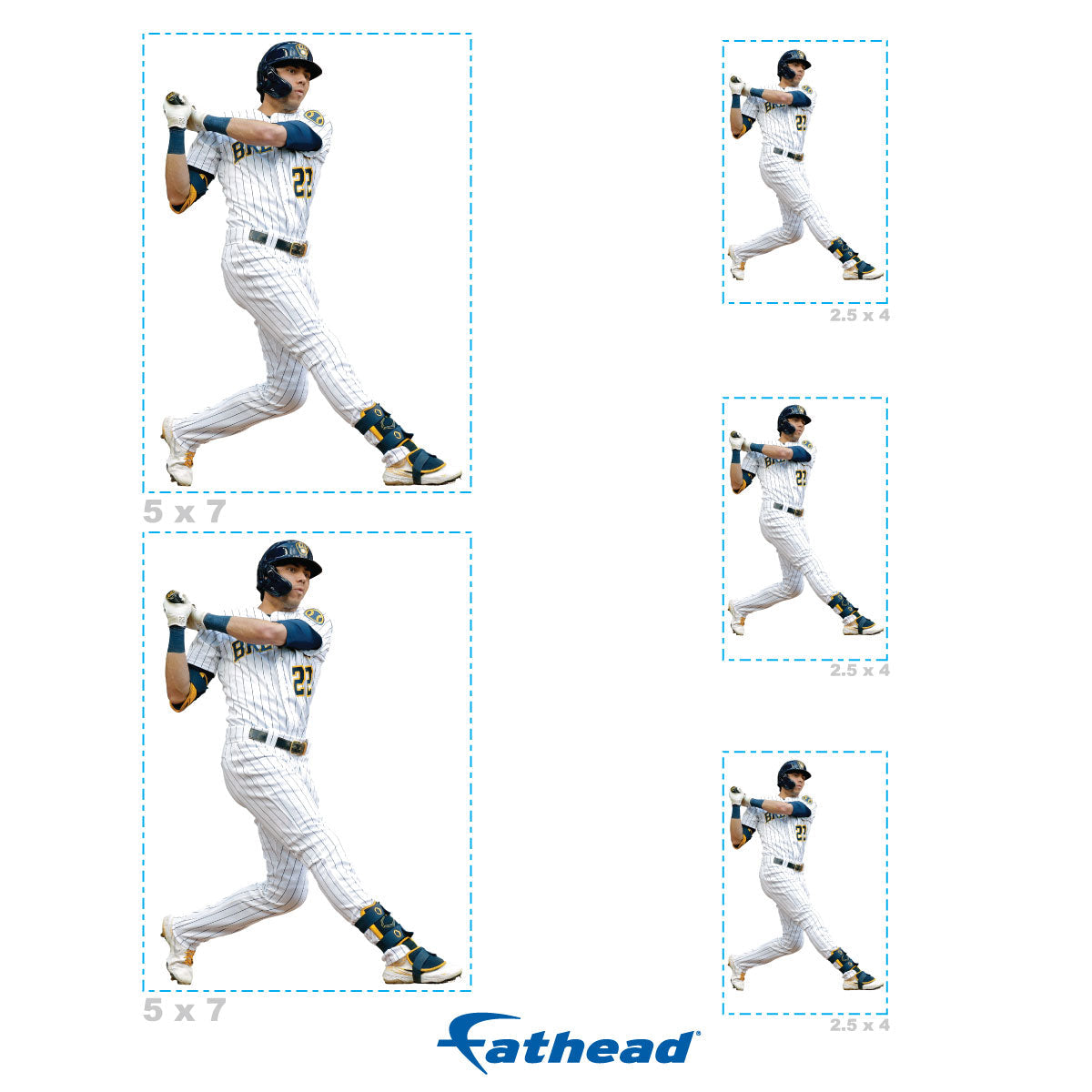 Christian Yelich - 5 Player Minis (Mixed Sizes) - Official MLB - Milwaukee Brewers - Reusable Vinyl Decals