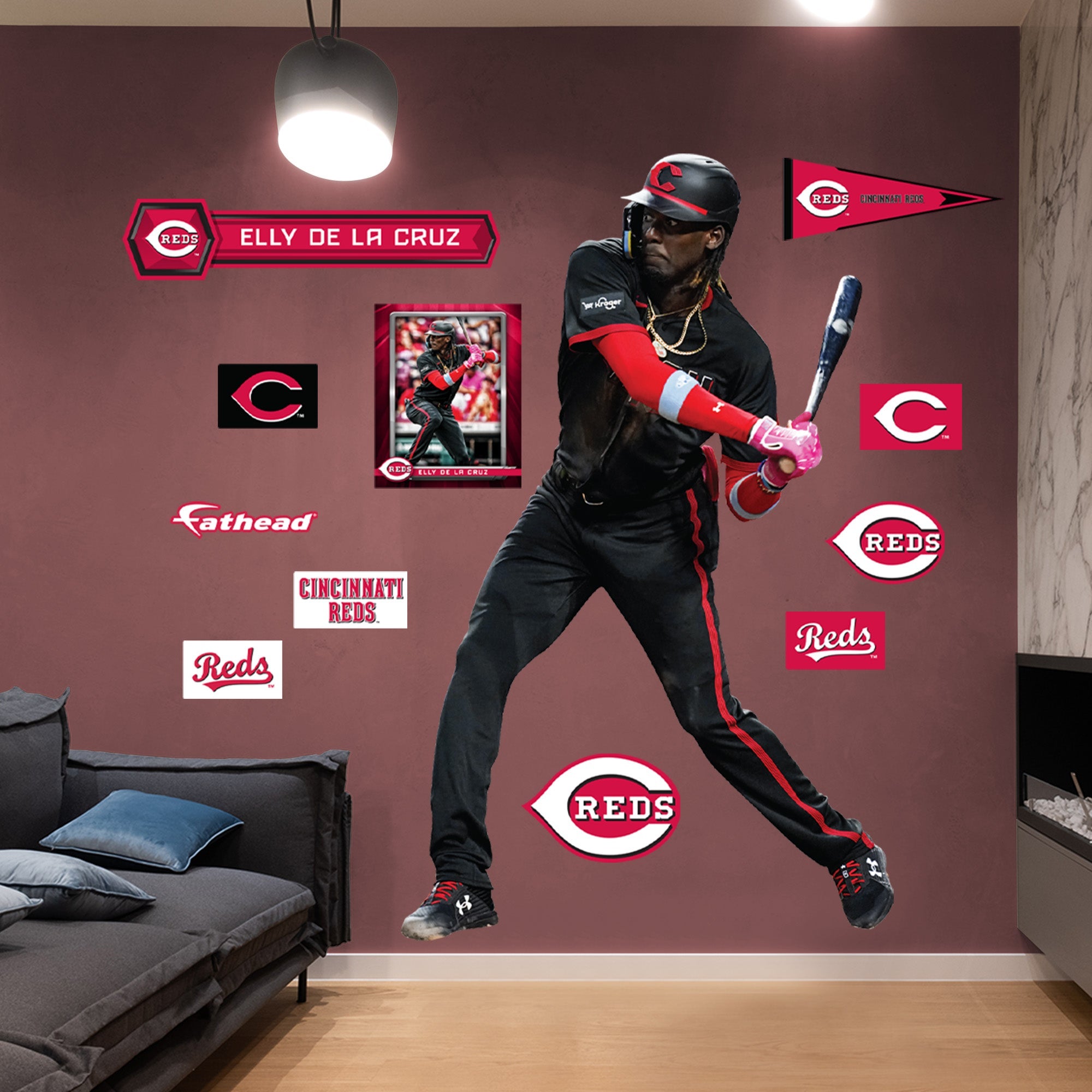 Elly De La Cruz - RealBig City Connect Collection - Official MLB - Cincinnati Reds - Reusable Vinyl Wall Decals