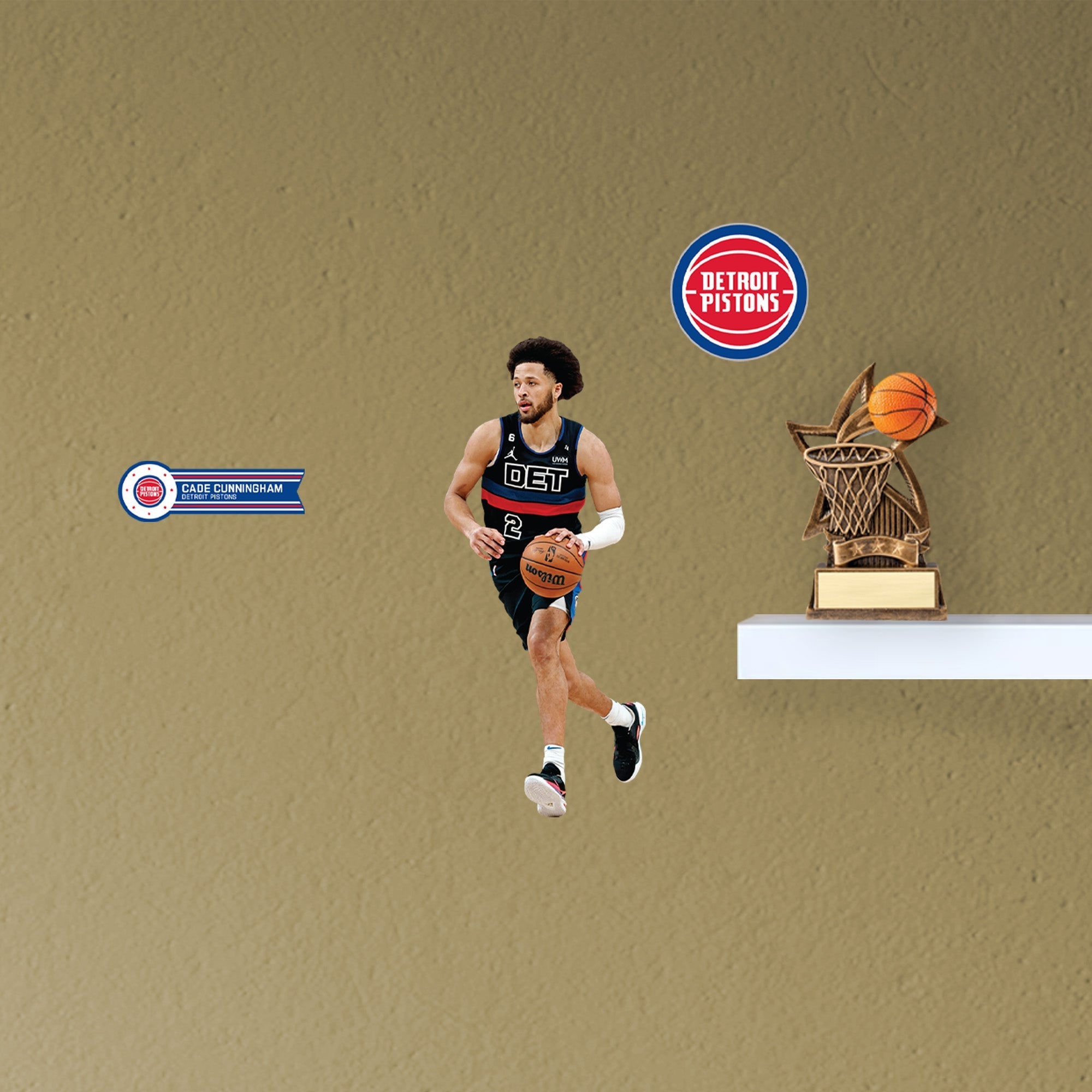 Cade Cunningham - RealBig City Jersey Collection - Official NBA - Detroit Pistons - Reusable Vinyl Wall Decals #1