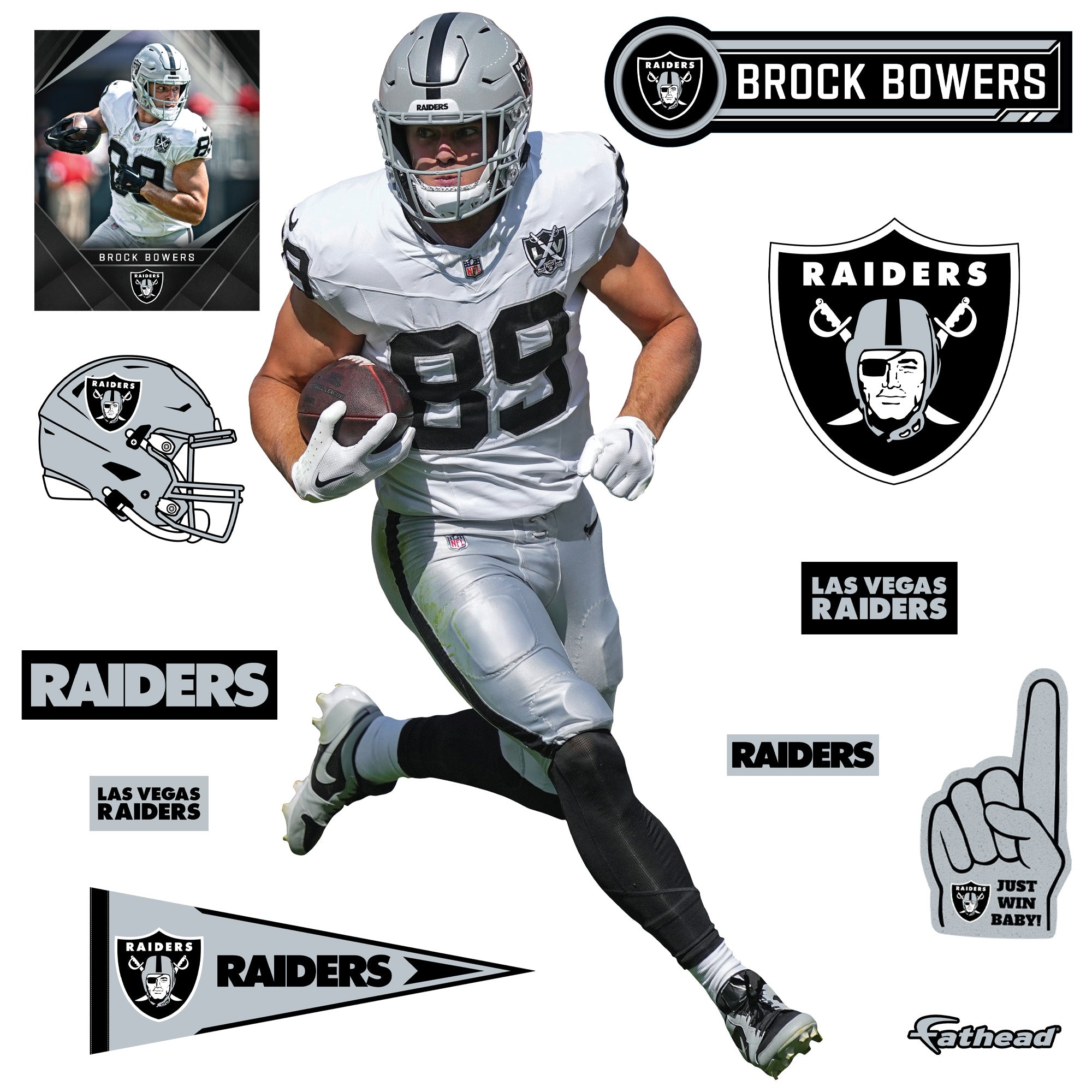 Brock Bowers - RealBig Collection - Official NFL - Las Vegas Raiders - Reusable Vinyl Wall Decals
