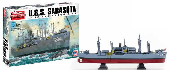 Revell Monogram 330 1/500 USS Sarasota APA204 US Navy Attack Transport Ship