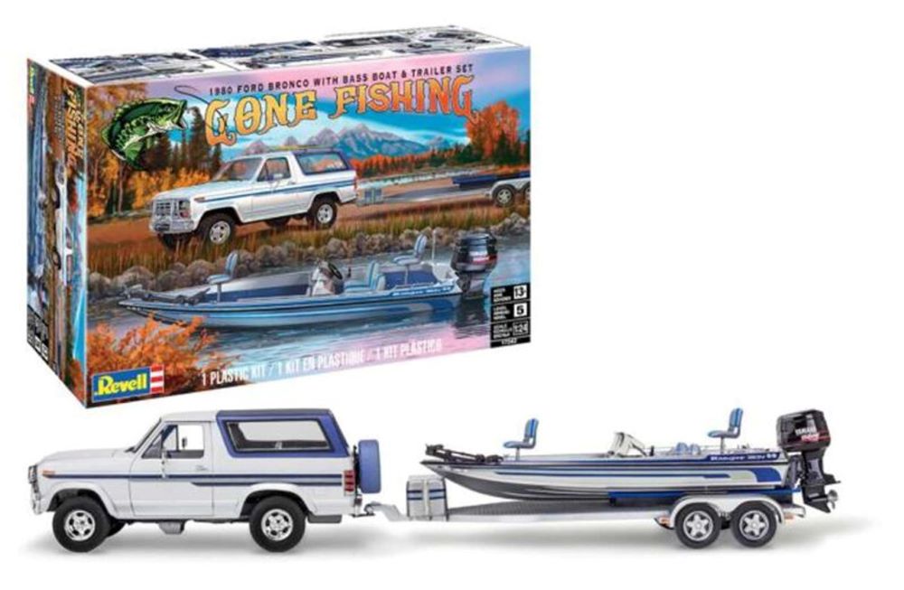 Revell 7242 1/24 Gone Fishing 1980 Ford Bronco w/Bass Boat & Trailer