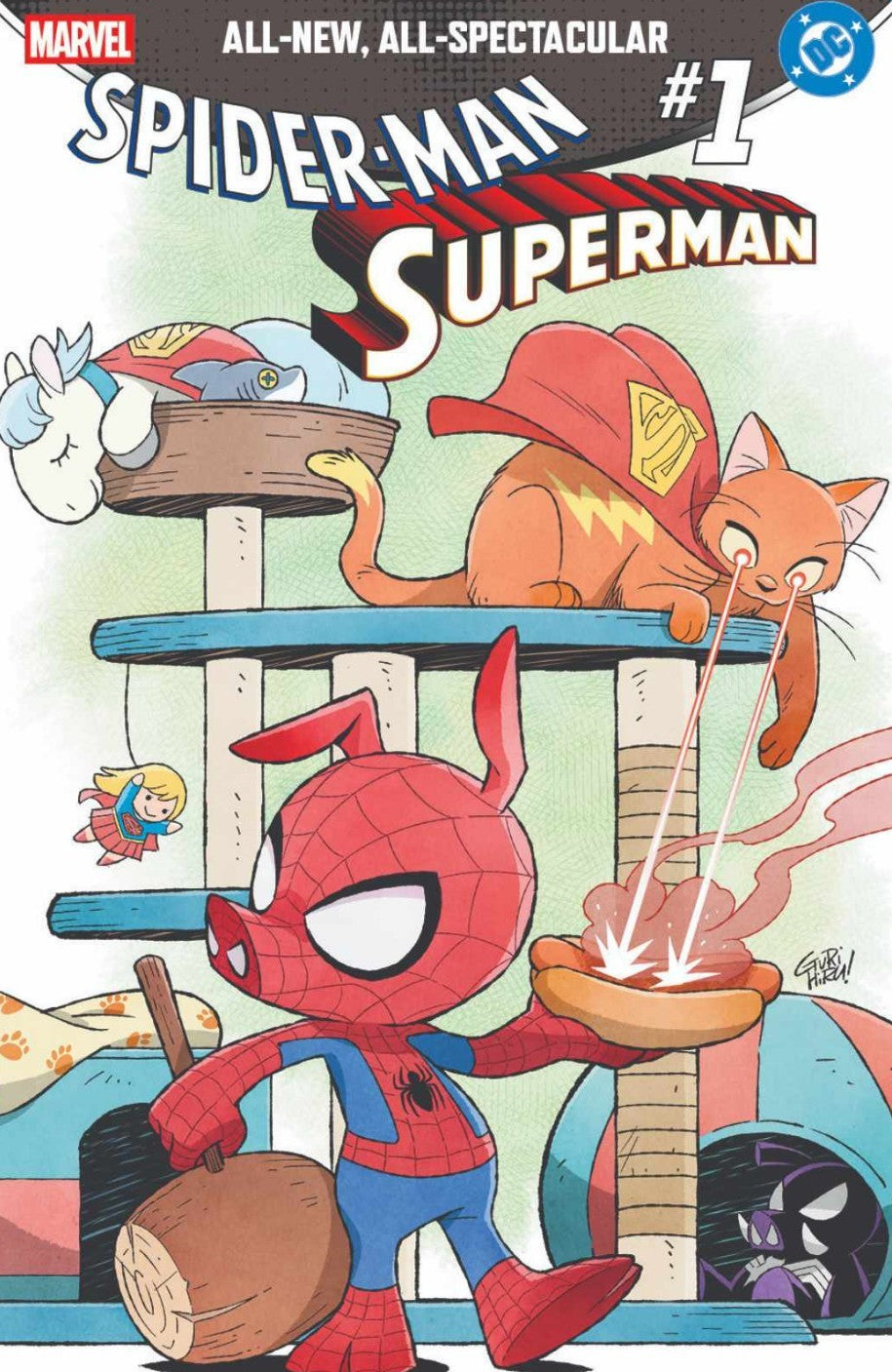 Super Man/ Spiderman #1 Alpha Exclusives art by Gurihiru