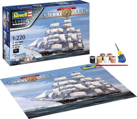 Revell 5430 1/220 Cutty Sark Sailing Ship 150th Anniversary (includes poster) w/paint & glue