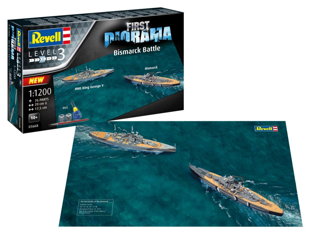 Revell 5668 1/1200 German Bismarck & HMS King George V Battleships Diorama Set w