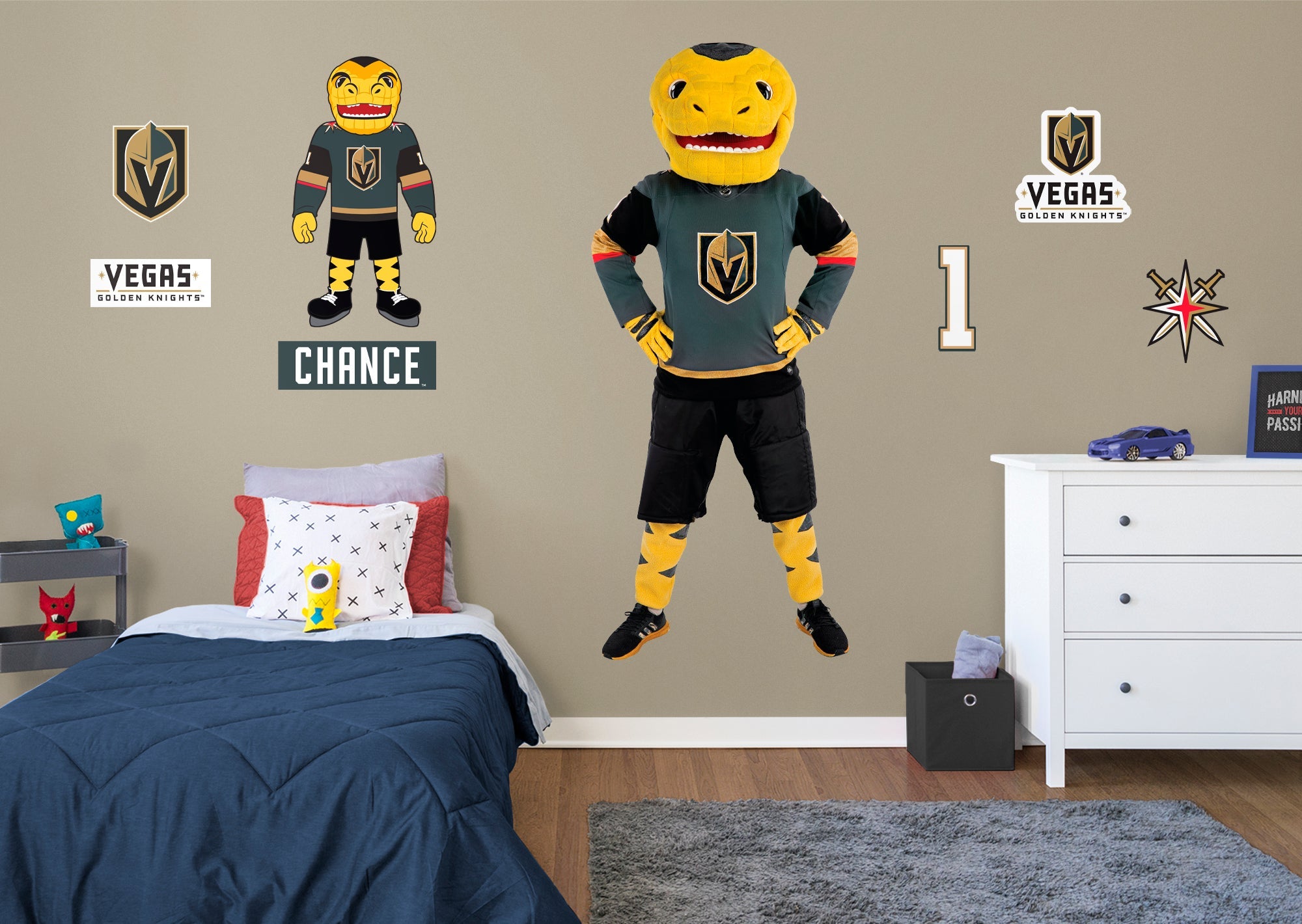 Chance Mascot - RealBig Collection - Official NHL - Vegas Golden Knights - Reusable Vinyl Wall Decals
