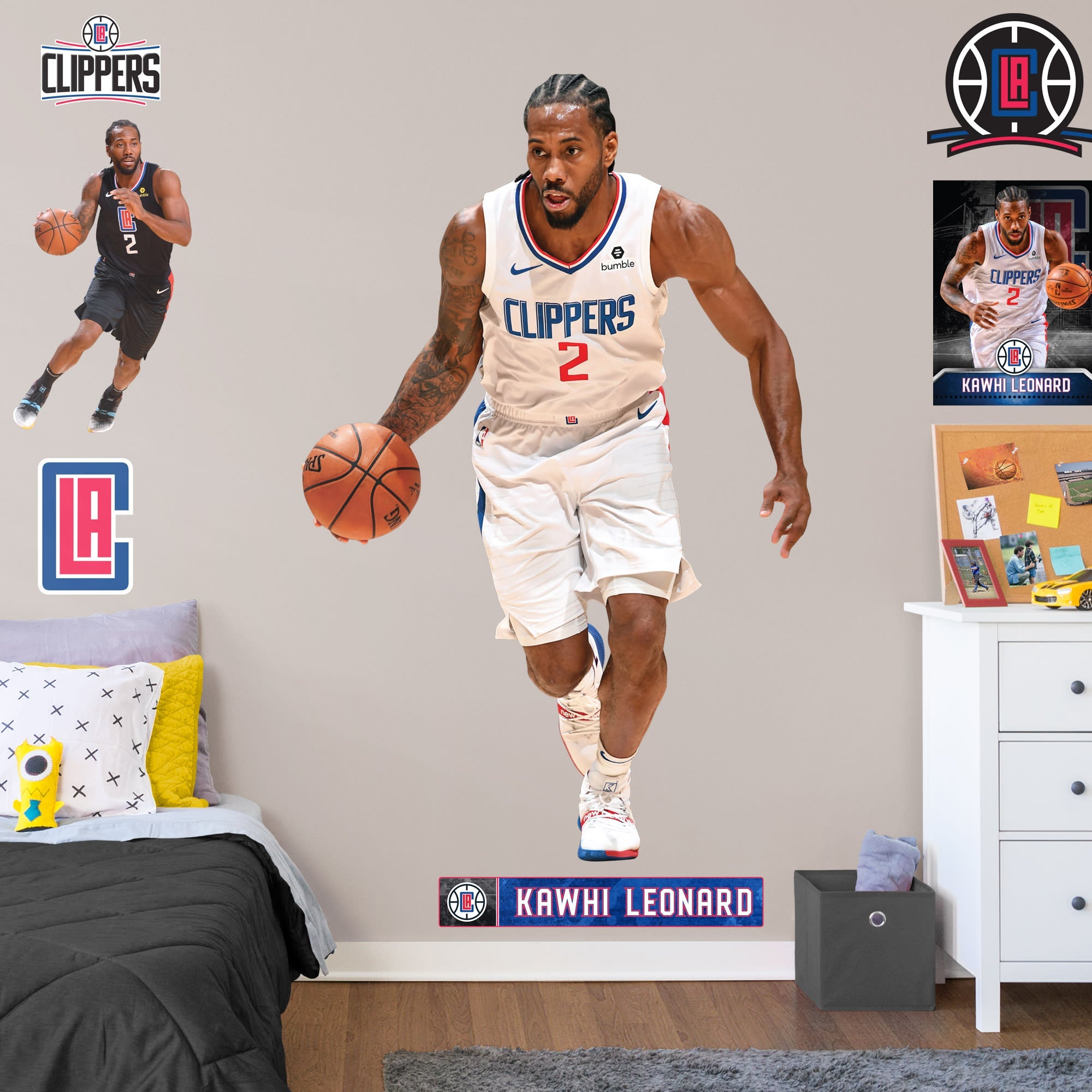 Kawhi Leonard - RealBig Collection - Official NBA - Los Angeles Clippers - Reusable Vinyl Wall Decals #1