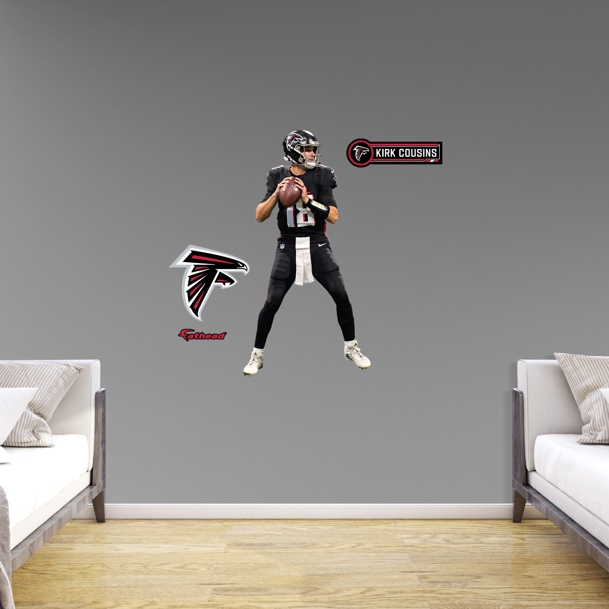 Kirk Cousins - RealBig Collection - Official NFL - Atlanta Falcons - Reusable Vinyl Wall Decals