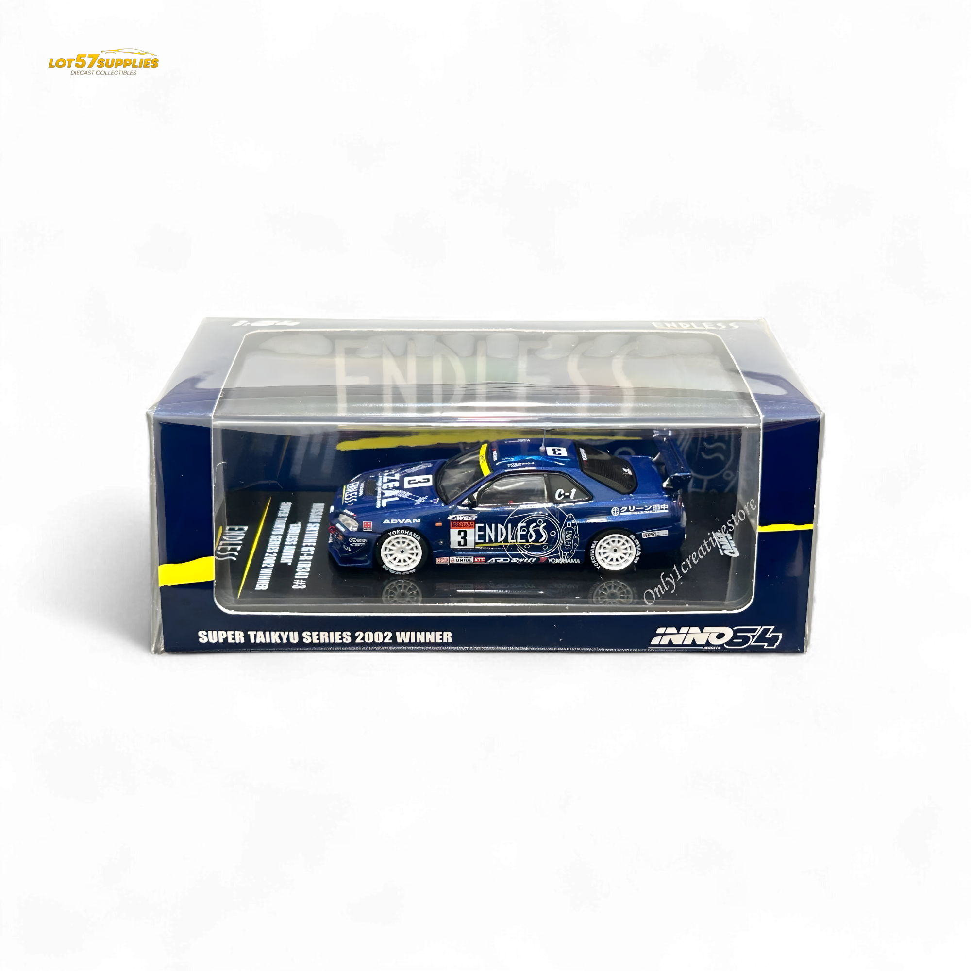 Inno64 NISSAN SKYLINE GT-R (R34) #3 "ENDLESS ADVAN" Super Taikyu Series 2002 Winner 1:64