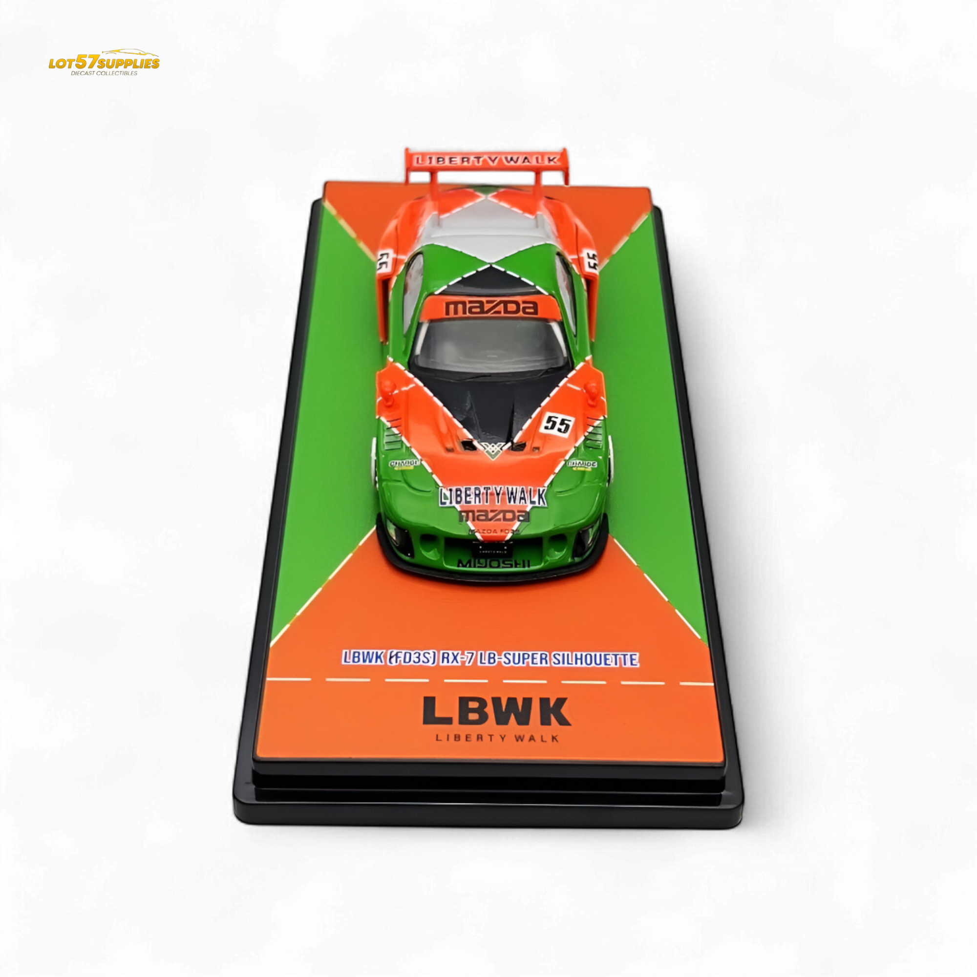 Inno64 Mazda RX-7 LBWK FD3S Orange/Green MDX 24' 1:64 IN64-LBWK-RX7-04