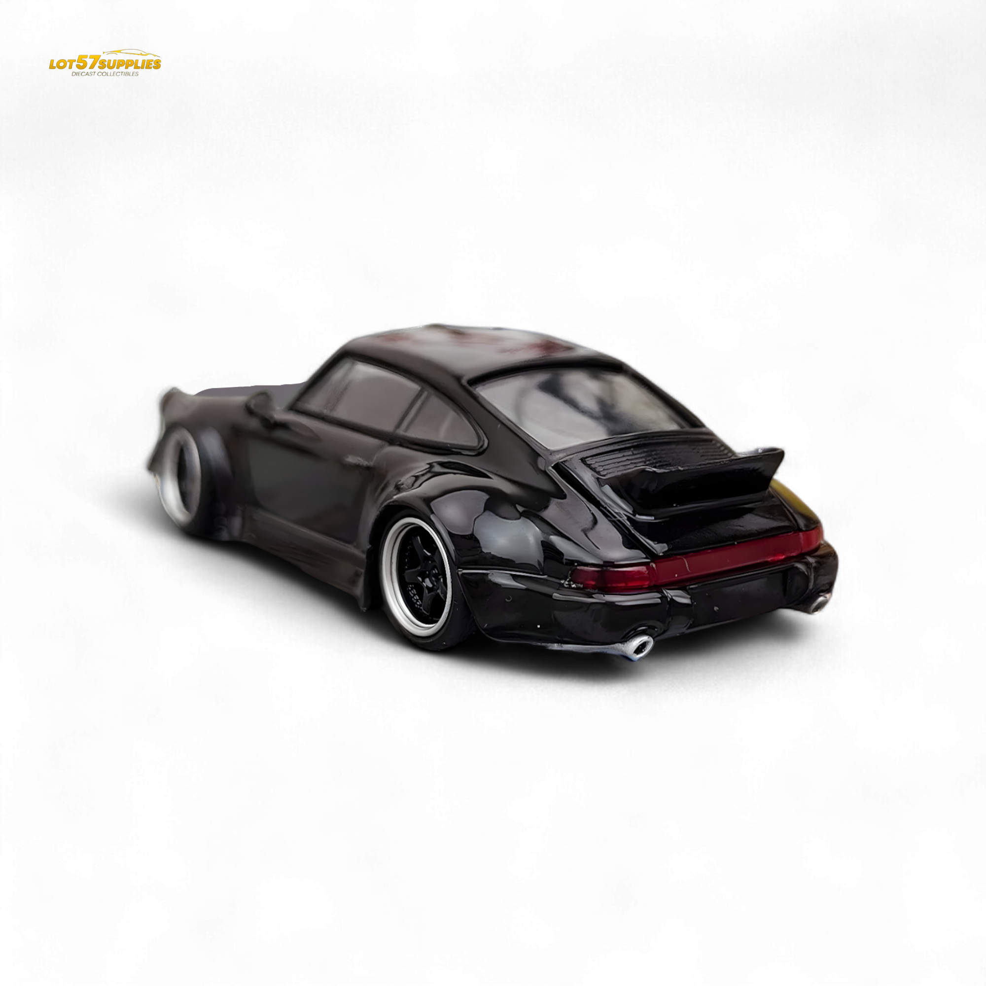 Flame Porsche 964 RWB Ducktail in Gloss Black 1:64
