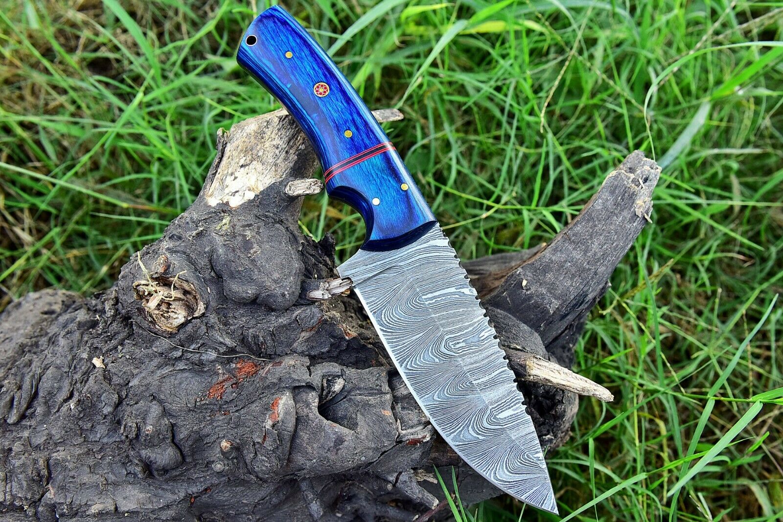 Custom Handmade Damascus Steel Skinning Hunting Knife