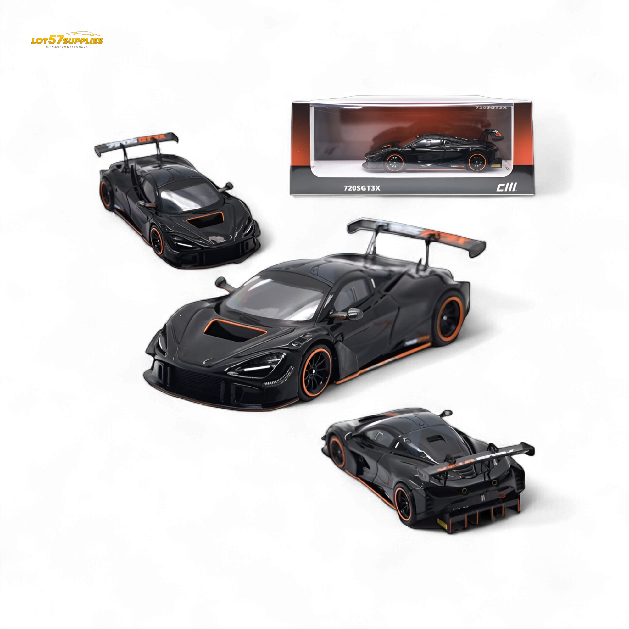 CM MODEL McLaren 720S GT3X Black 1:64