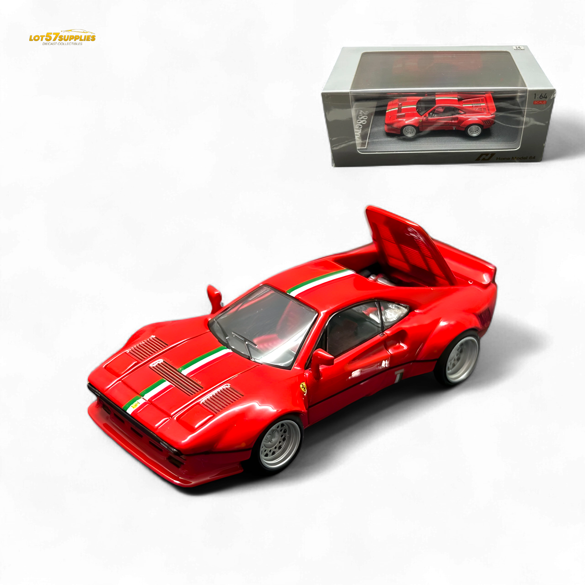 Hone Model 64 288GTO Wide-Body - Latte Art Red 1:64