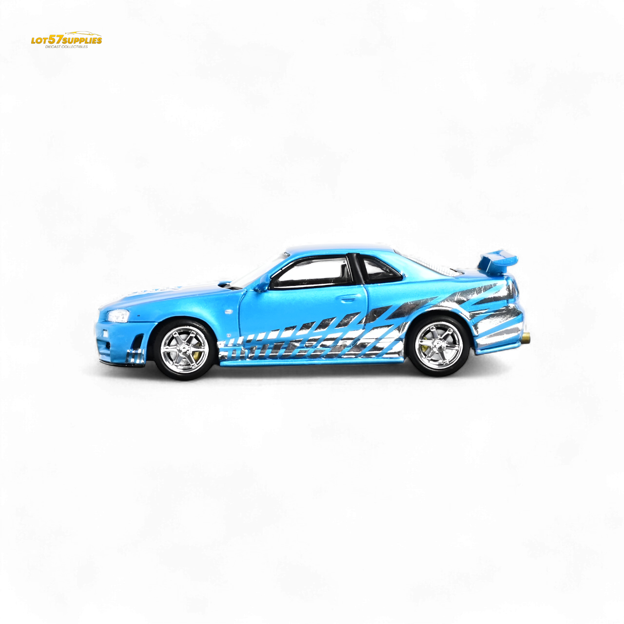 Stance Hunters Skyline GT-R R34 Z-Tune Guru Chrome Blue 888pcs 1:64