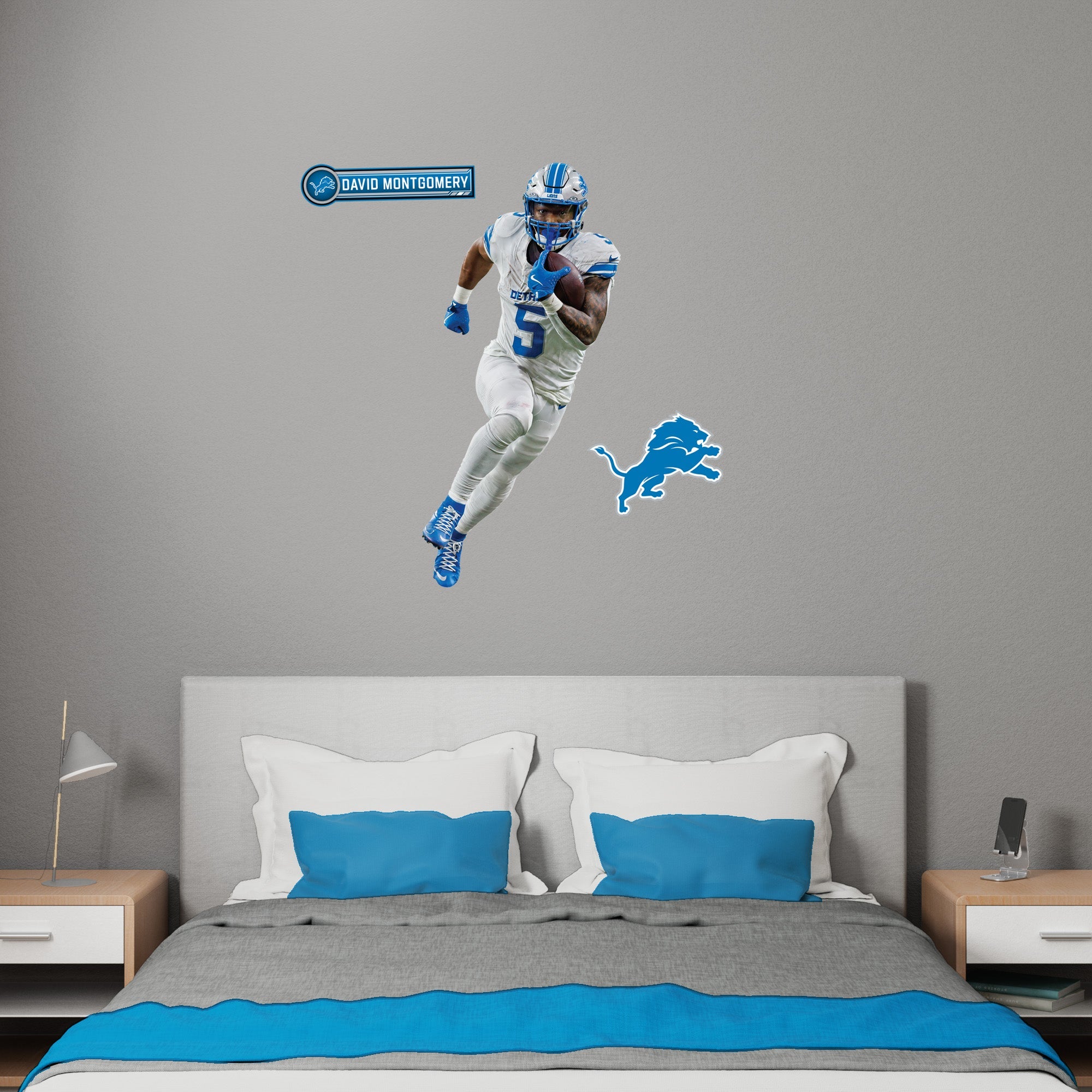 David Montgomery - Realbig Collection - Official NFL - Detroit Lions - Reusable Vinyl Wall Decals