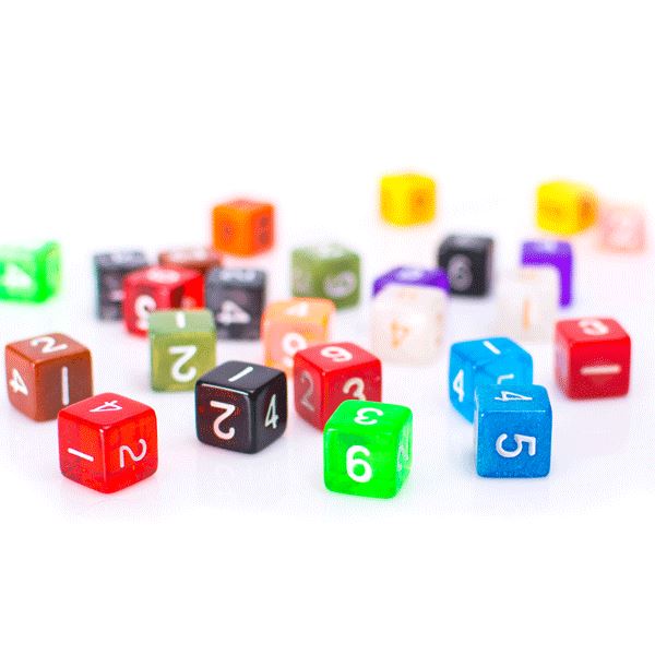6 Sided Dice | 25 Count Assorted | Multi Colored D6s