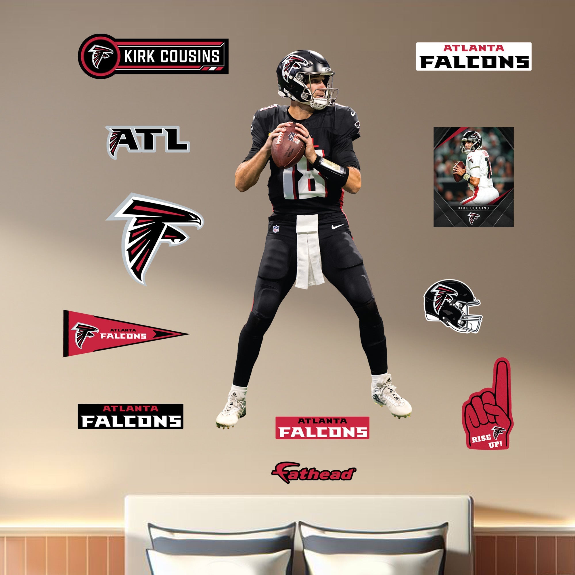 Kirk Cousins - RealBig Collection - Official NFL - Atlanta Falcons - Reusable Vinyl Wall Decals