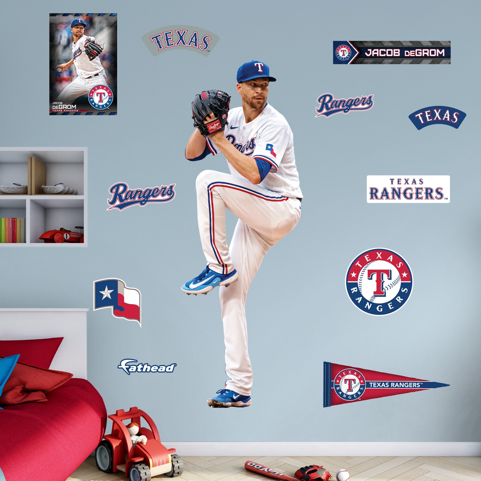 Jacob deGrom - RealBig Collection - Official MLB - Texas Rangers - Reusable Vinyl Wall Decals