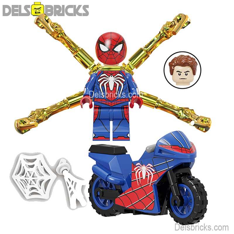Spider-Man with Nano suit chrome Claws & Motorcycle Lego Minifigures Custom TOys