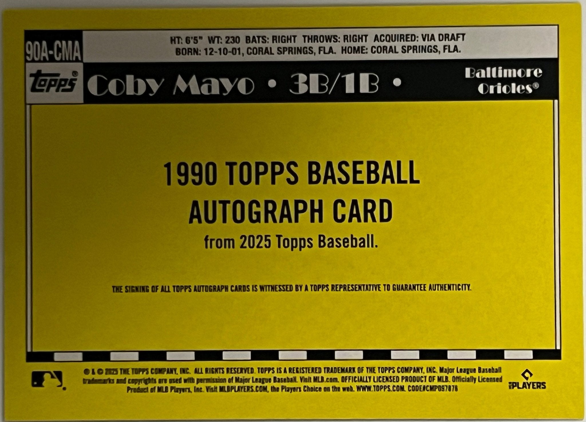 Coby Mayo - 2025 Topps Series 1 35th Anniversary - #90A-CMA