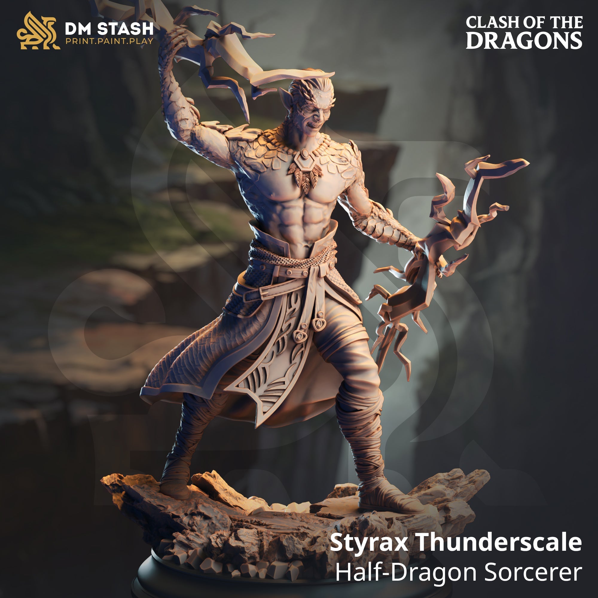 Styrax Thunderscale (Male Half-Dragonborn Sorcerer)