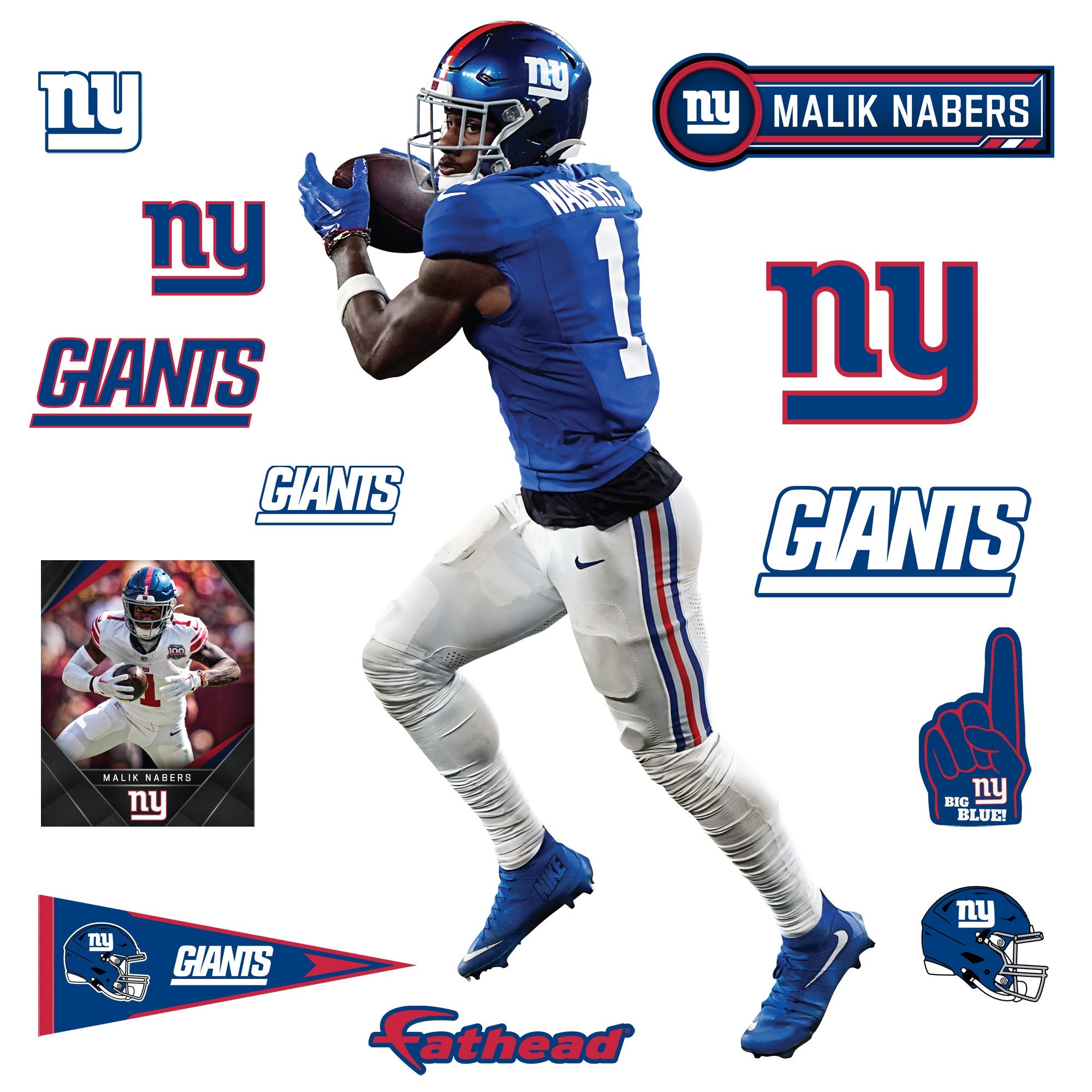 Malik Nabers - RealBig Catch Collection - Official NFL - New York Giants - Reusable Vinyl Wall Decals