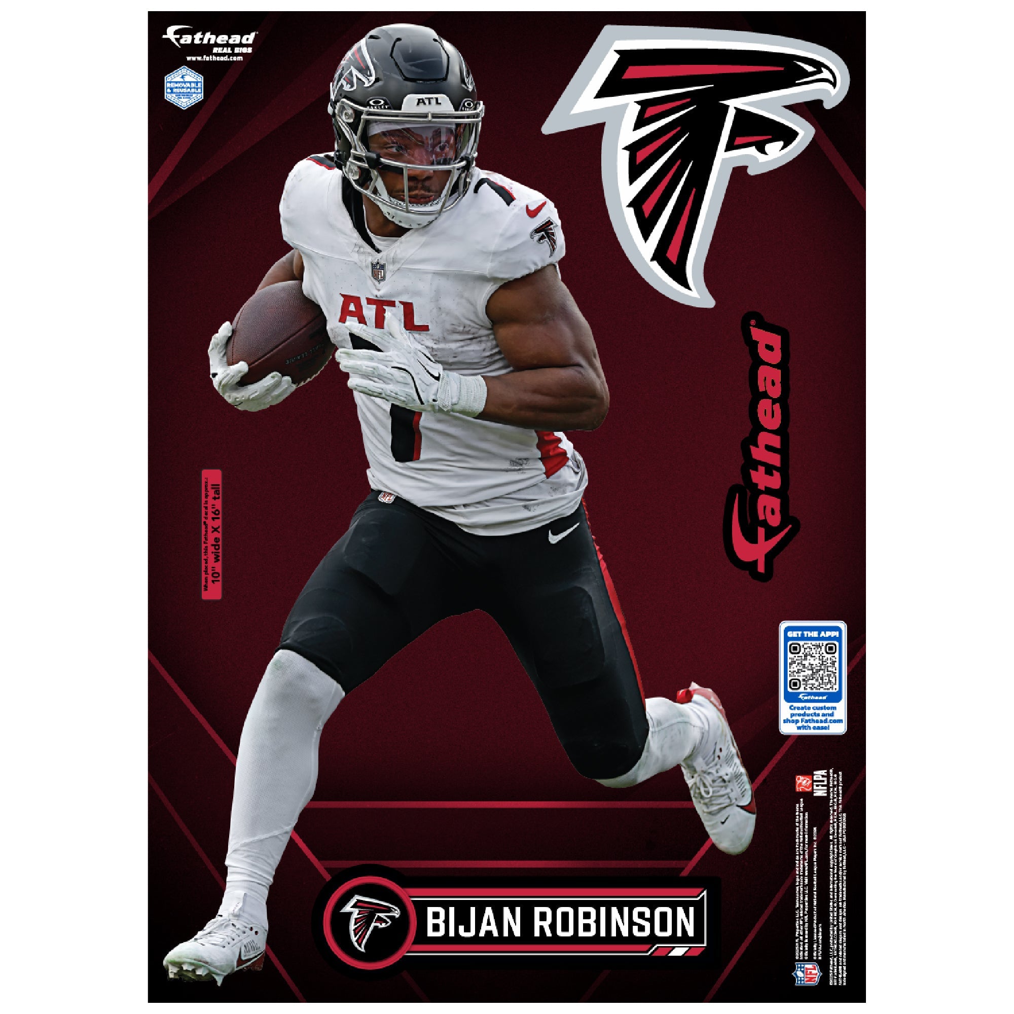 Bijan Robinson - Realbig Away Collection - Official NFL - Atlanta Falcons - Reusable Vinyl Wall Decals