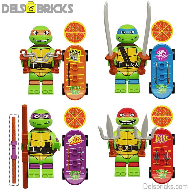 Teenage Mutant Ninja Turtles Mutant Mayhem set of 4 Lego Minifigures Custom Toys 2