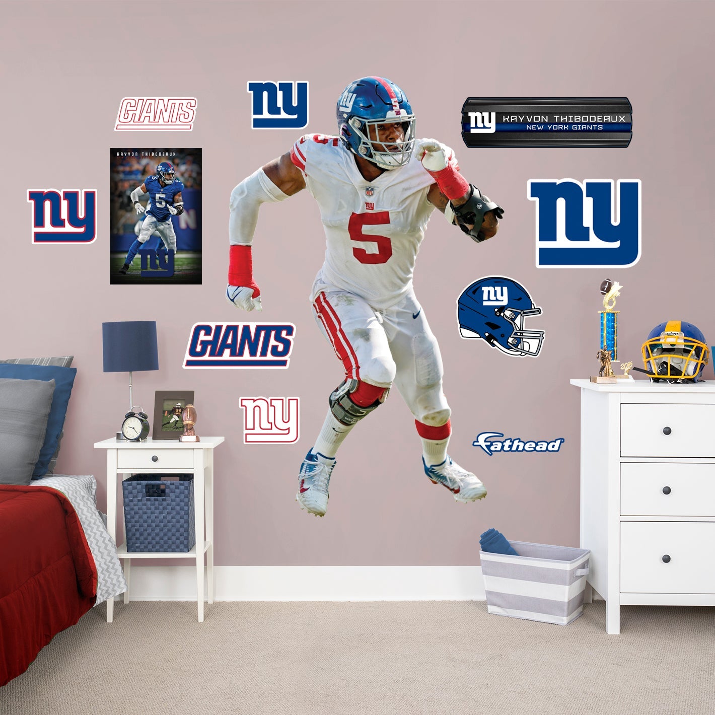 Kayvon Thibodeaux - RealBig Collection - Official NFL - New York Giants - Reusable Vinyl Wall Decals