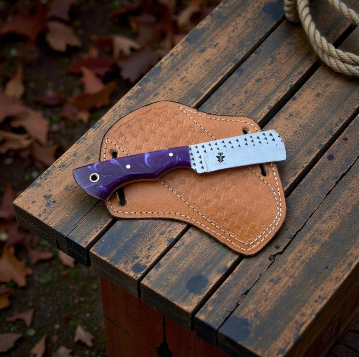 Texas Ranch Rasp Tool Steel Working Cowboy Knife With Belt Leather Sheath