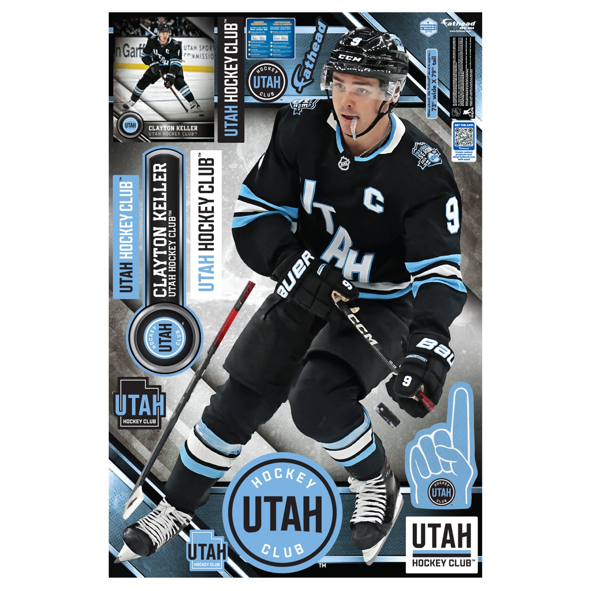 Clayton Keller - Realbig Collection - Official NHL - Utah Mammoth - Reusable Vinyl Wall Decals