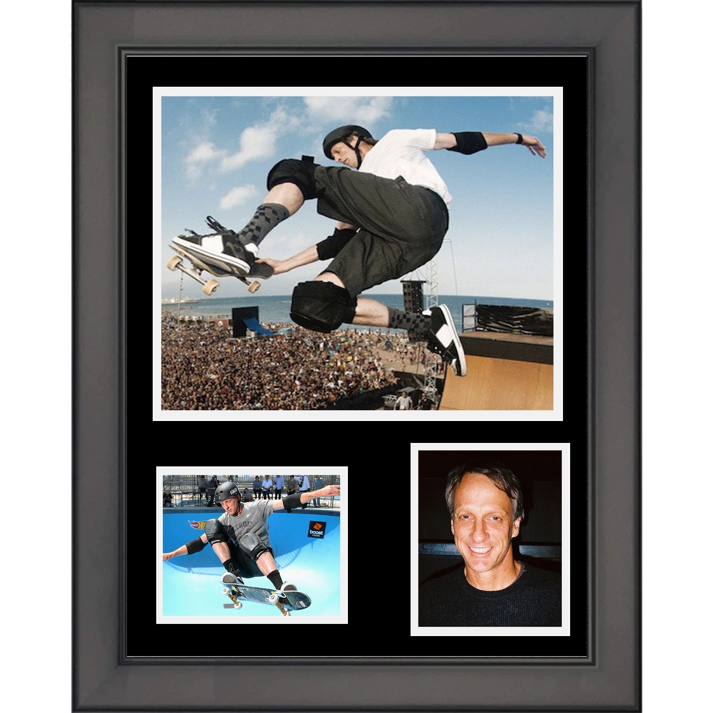Framed Tony Hawk 11"x14" Skateboarding Three Photo Collage