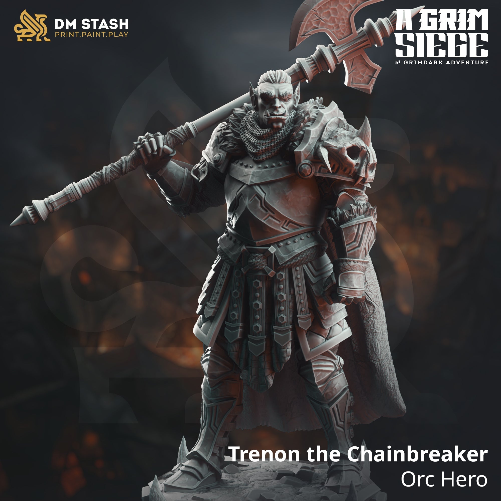 Trenon the Chainbreaker, Orc Hero (Male Half-Orc Barbarian)