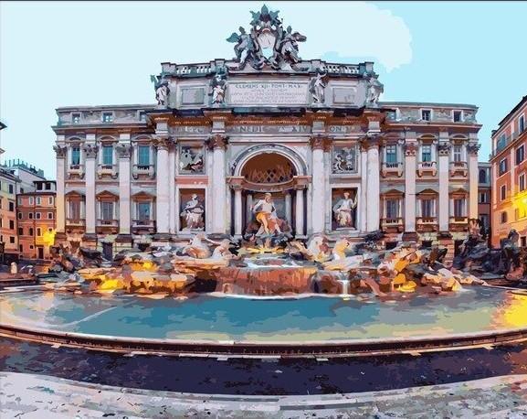 Trevi Fountain and Poli Palace