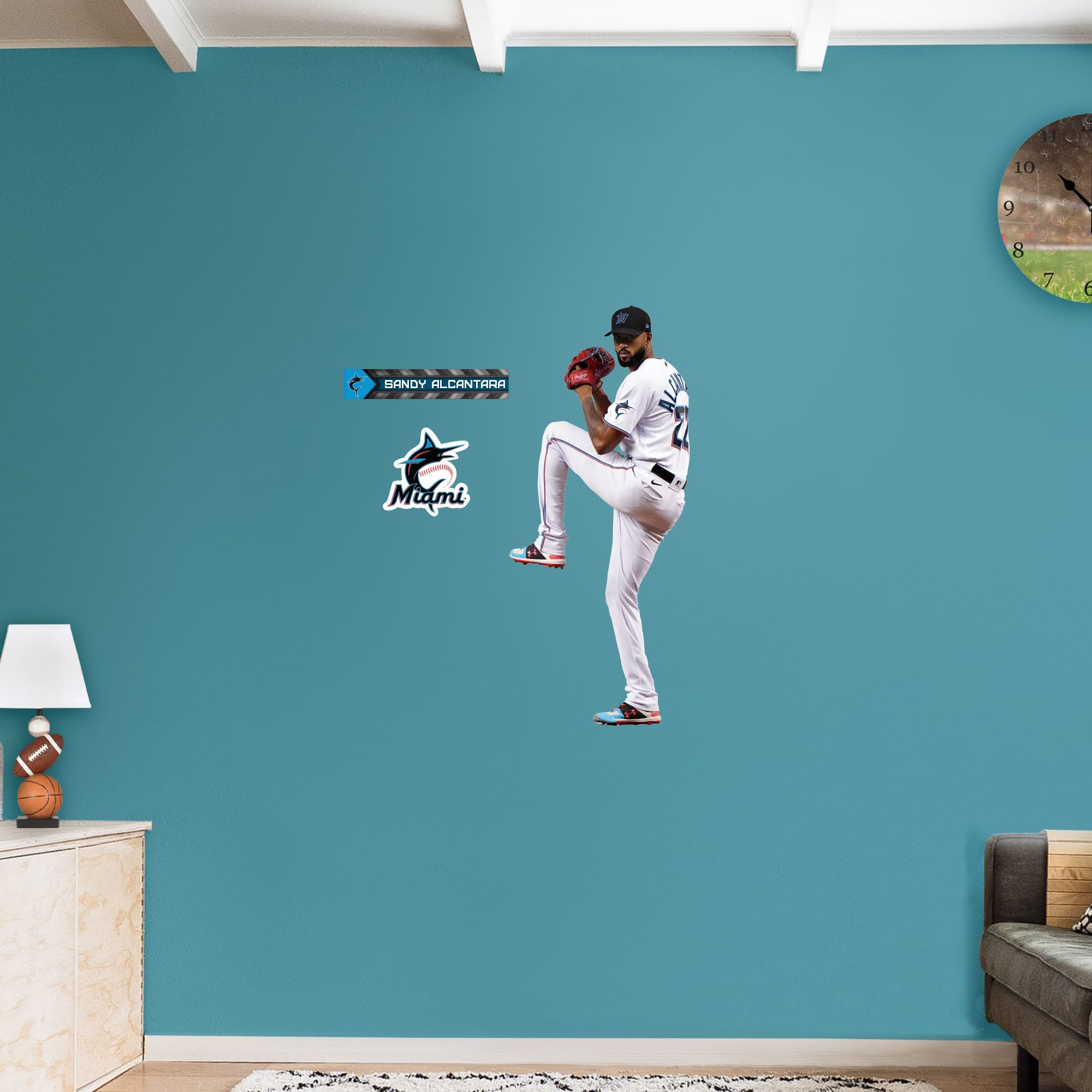 Sandy Alcantara - RealBig Collection - Official MLB - Miami Marlins - Reusable Vinyl Wall Decals #1
