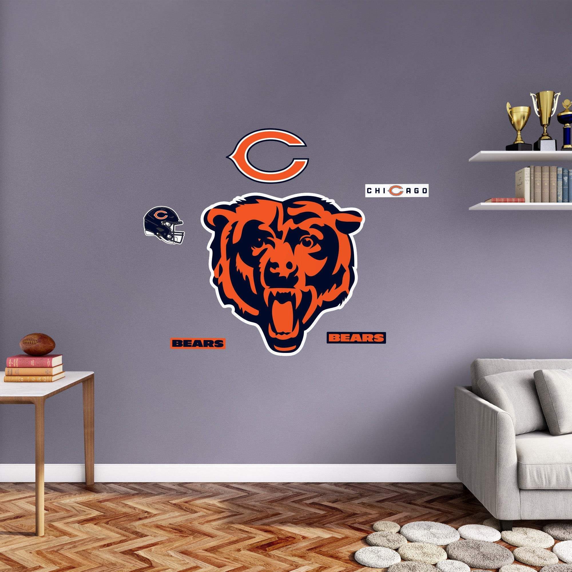 Chicago Bears - RealBig Head Logo Collection - Official NFL - Reusable Vinyl Wall Decals