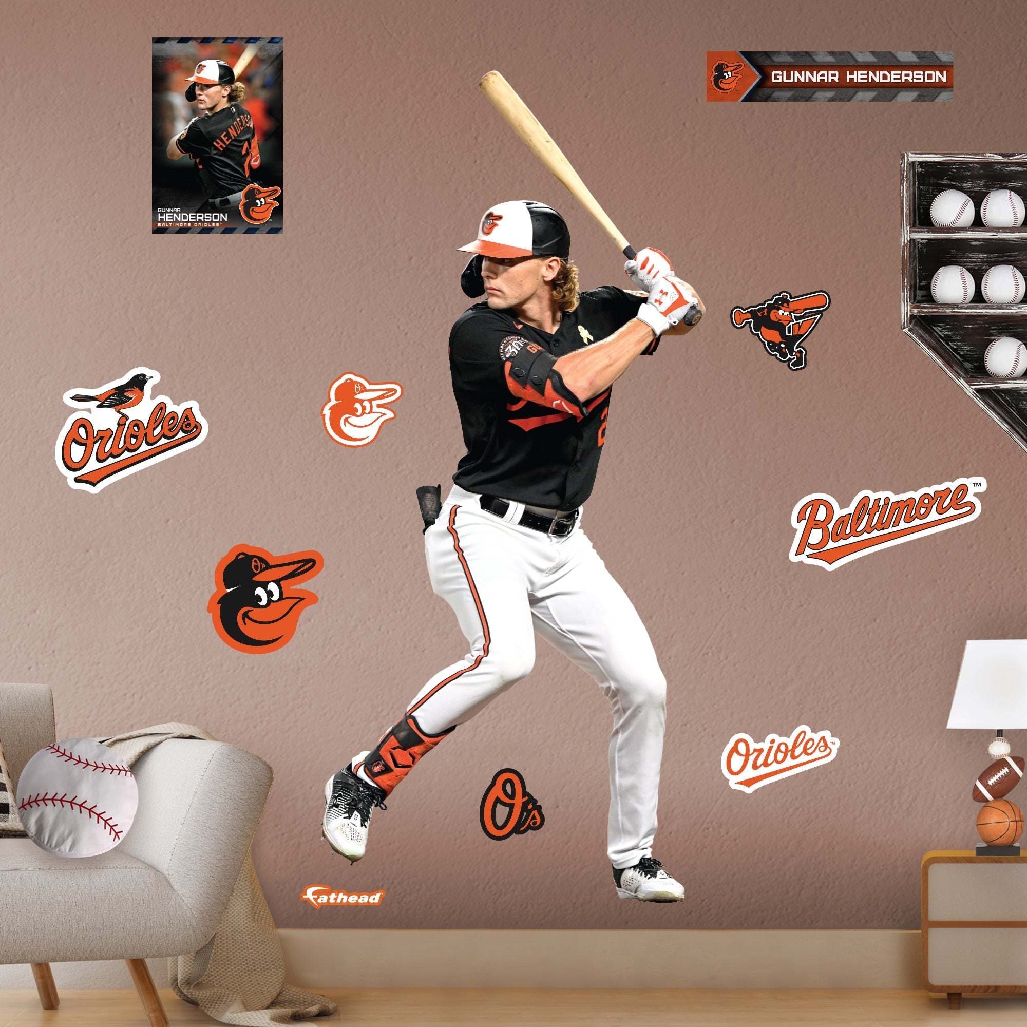 Gunnar Henderson - RealBig Collection - Official MLB - Baltimore Orioles - Reusable Vinyl Wall Decals #1