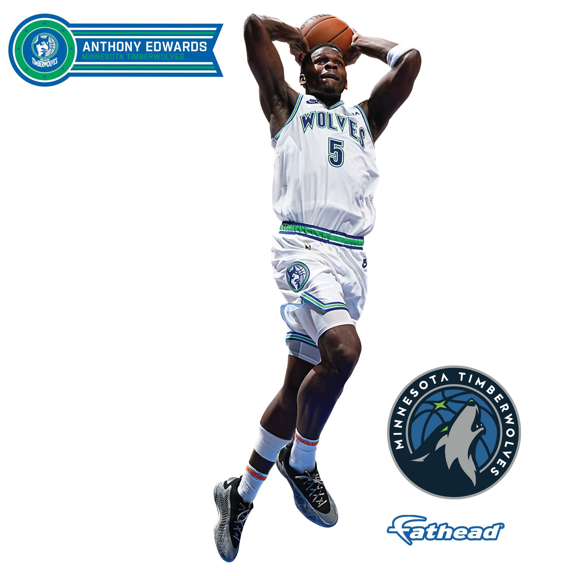 Anthony Edwards Dunk - RealBig Collection - Official NBA - Minnesota Timberwolves - Reusable Vinyl Wall Decals