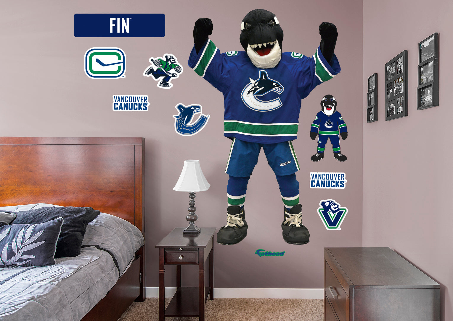 Fin Mascot - RealBig Collection - Official NHL - Vancouver Canucks - Reusable Vinyl Wall Decals