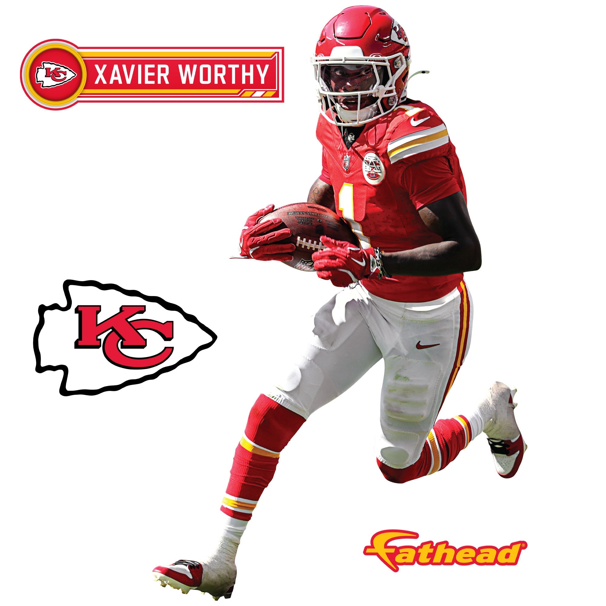 Xavier Worthy - RealBig Collection - Official NFL - Kansas City Chiefs - Reusable Vinyl Wall Decals