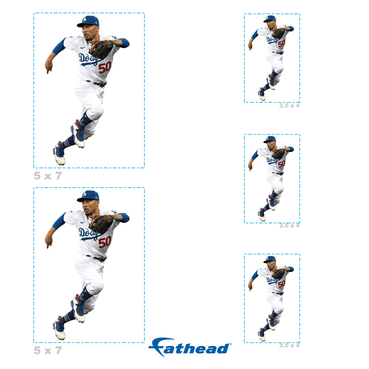 Mookie Betts - 5 Player Minis (Mixed Sizes) - Official MLB - Los Angeles Dodgers - Reusable Vinyl Decals