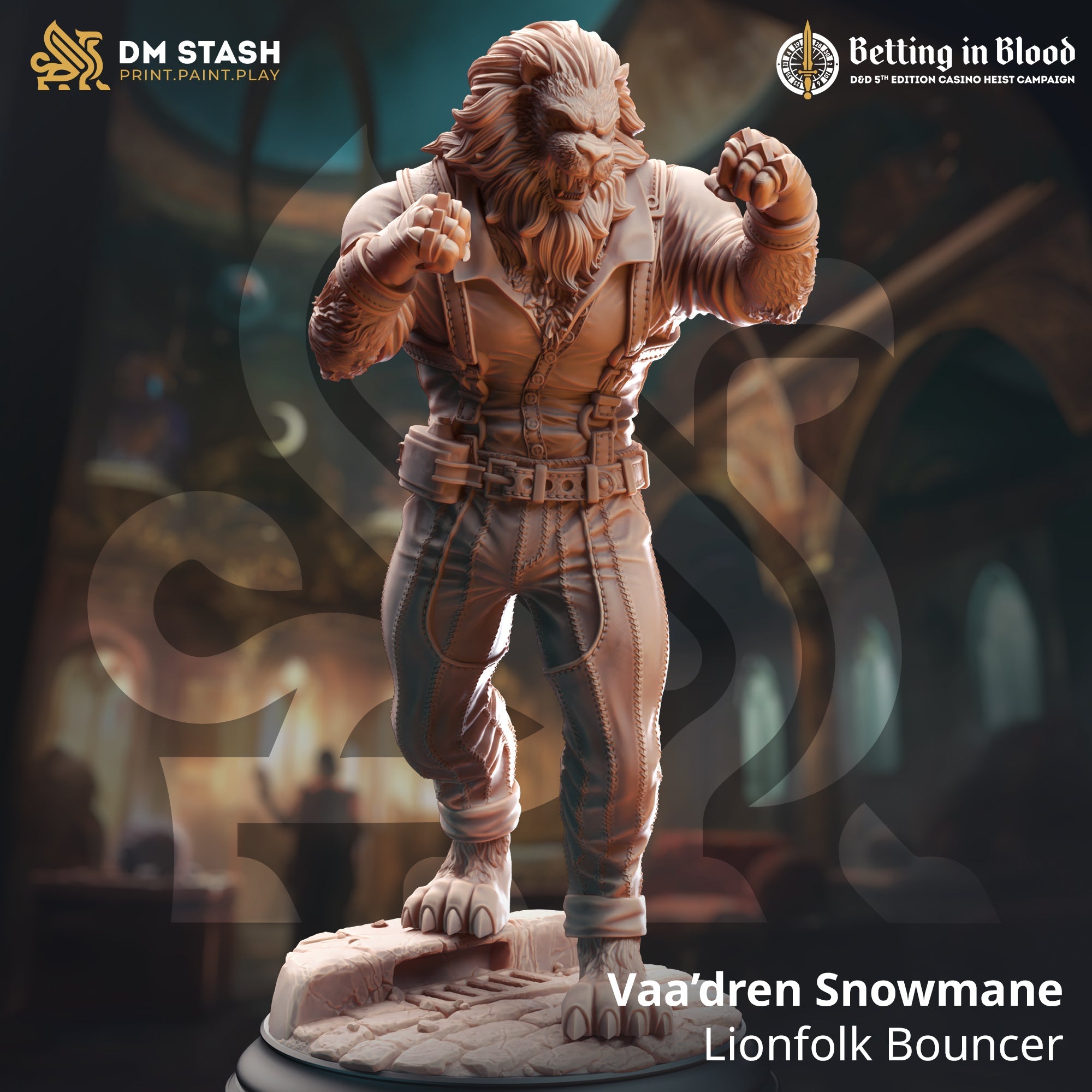 Vaa'dren Snowmane, Lionfolk Bouncer (Male Leonin Pugilist)