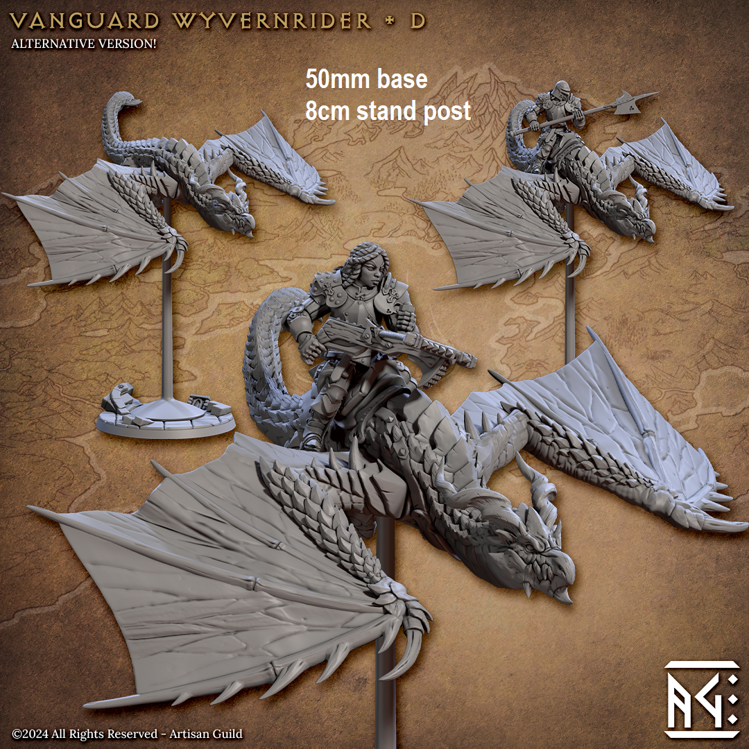 Vanguard Wyvernrider: Base Sculpt D (Mounted Female Human Fighter)
