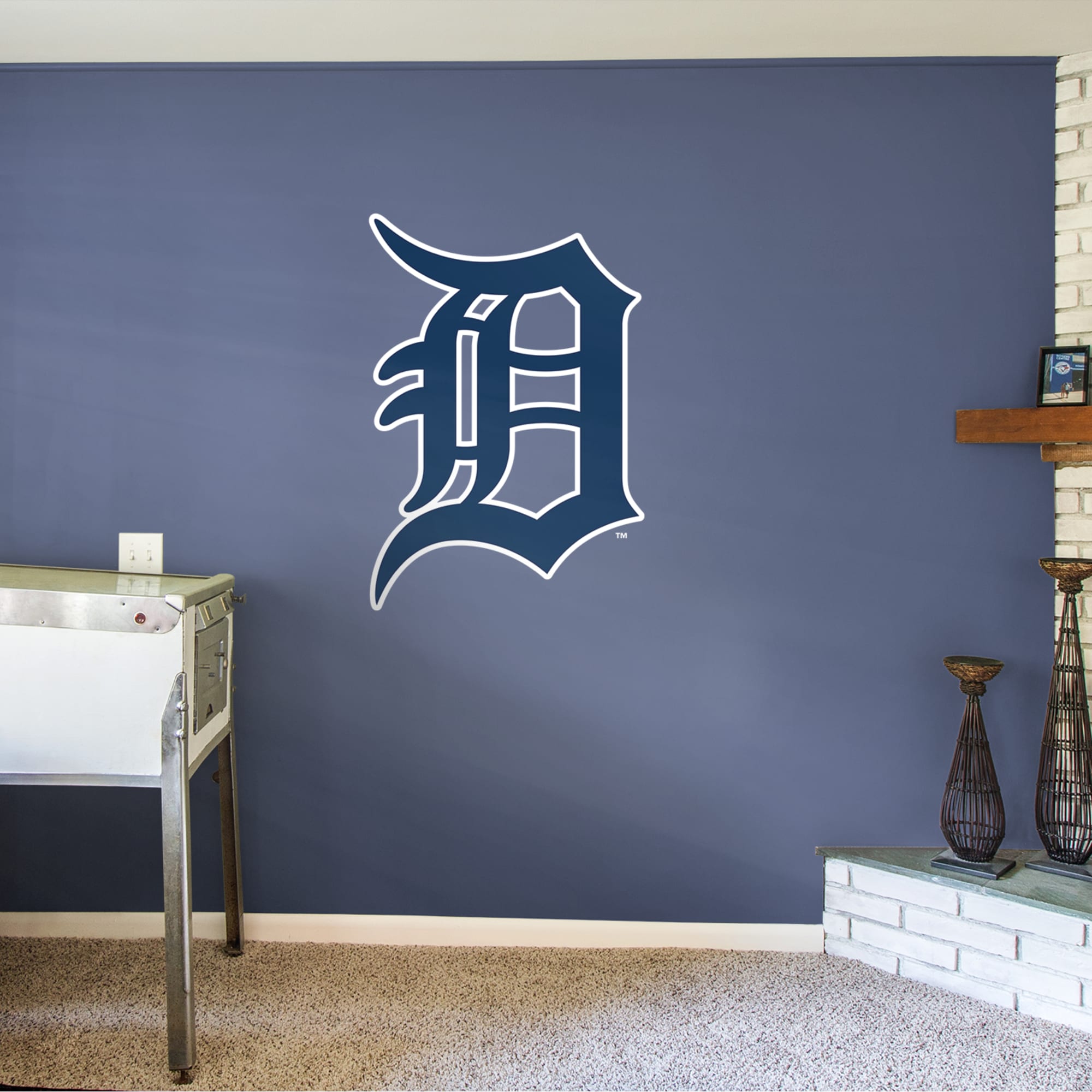 Detroit Tigers - RealBig Blue Old English D Logo Collection - Official MLB - Reusable Vinyl Wall Decals