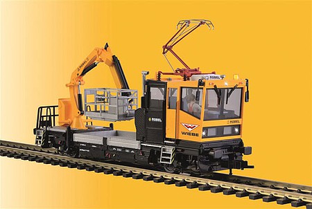 Viessmann 2618 HO Scale Robel 54.22 Railway Maintenance Vehicle w/Basket & Pantograph w/Sound & DCC -- Wiebe (yellow, black, gray)