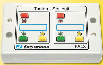 Viessmann 5548 All Scale Universal Pushbutton Panel w/Momentary Switches for Solenoid Signal/Accessory -- With Red/Yellow/Green Feedback LEDs - Controls 2 3-Aspect Signals