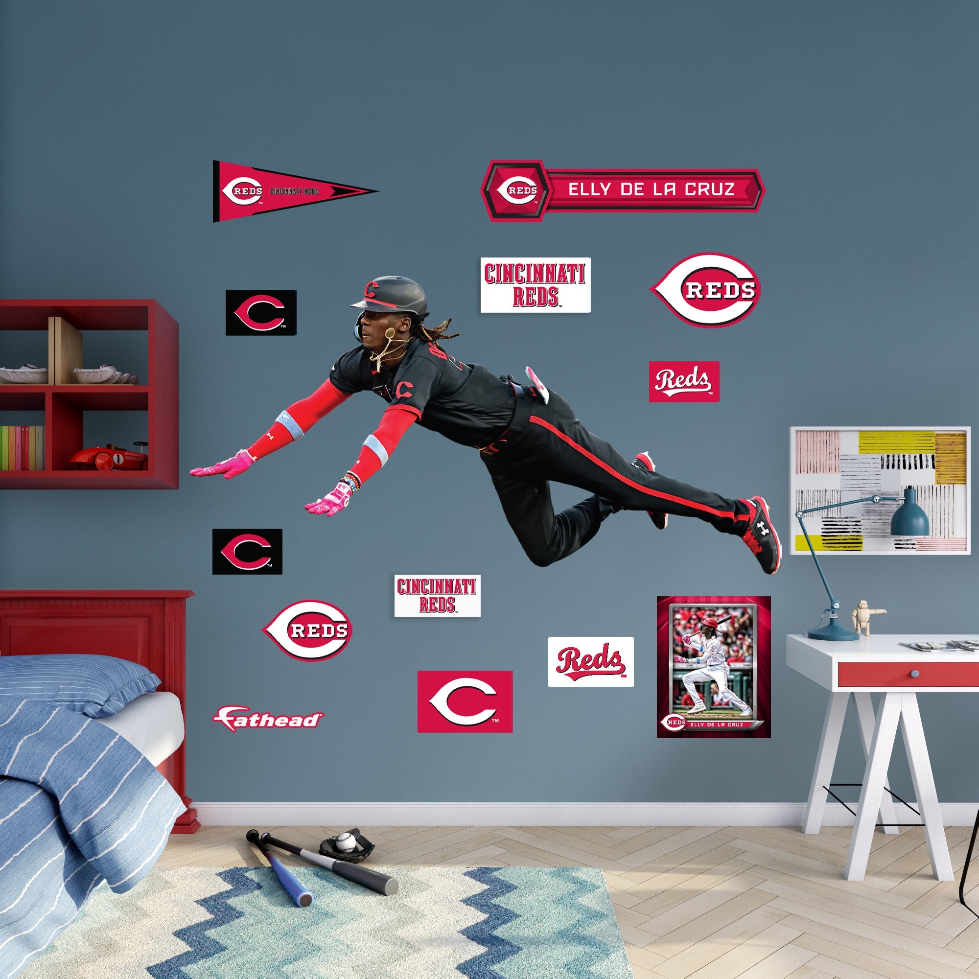 Elly De La Cruz - RealBig Slide Collection - Official MLB - Cincinnati Reds - Reusable Vinyl Wall Decals
