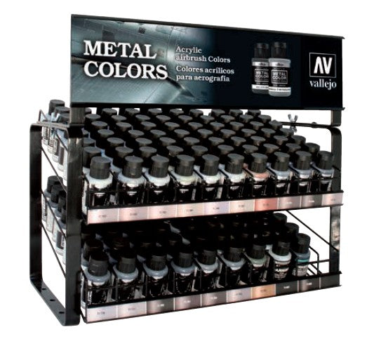 Vallejo 1012 Metal Color 32ml Paint Deal w/Rack (6 each: 17 Colors & #77657, #77
