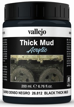Vallejo 26812 200ml Bottle Black Thick Mud Diorama FX